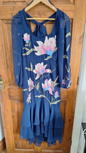 Blue floral occasion - floral, dress