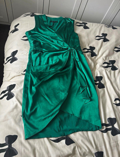 Coast green satin wrap dress - coast,