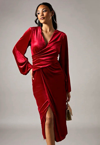 Coast red satin - satin, wrap